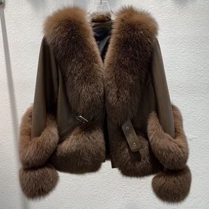FUR BELTED LEATHER JACKET
